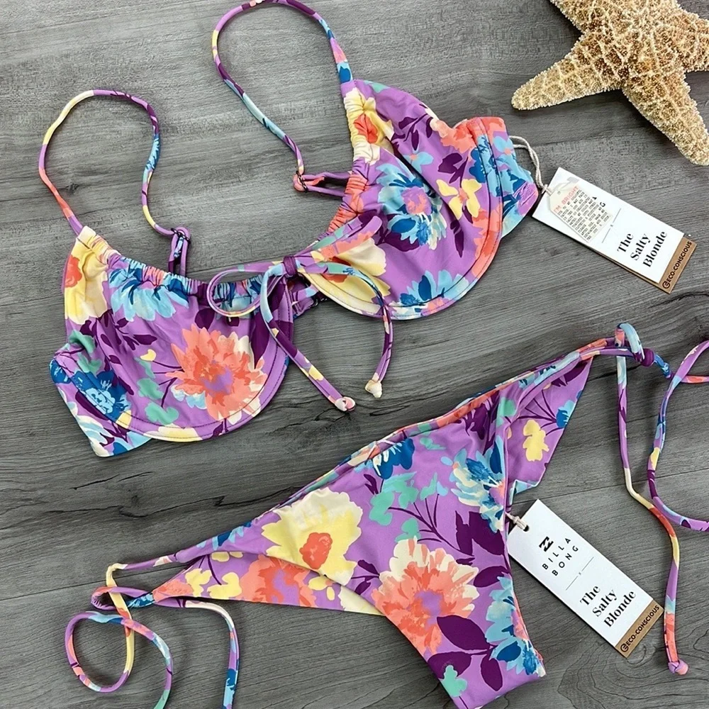 ☀️BILLABONG☀️ HALLEYS GARDEN TIE HALLEYS GARDEN STRIN BIKINI SET